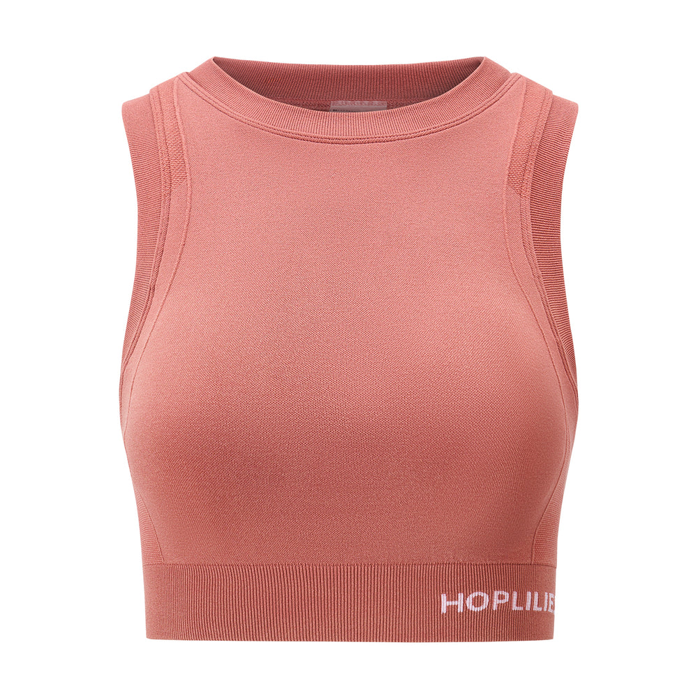 
                      
                        HIGH NECK SEAMLESS CROP BRA - Withered Rose
                      
                    